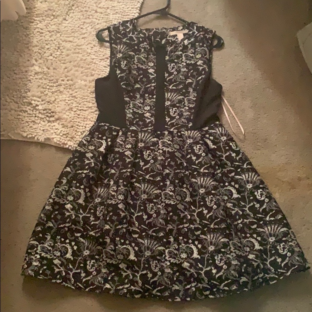 Floral Print Black Dress